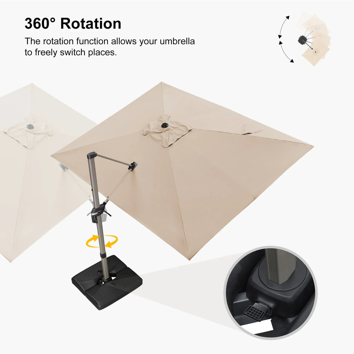 PURPLE LEAF Hailar Deluxe Aluminum Patio Umbrella with Base, Square and Rectangular Umbrella