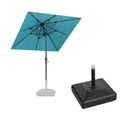 PURPLE LEAF – Parasol carré de table de terrasse avec manivelle, inclinaison et base pour jardin et porche