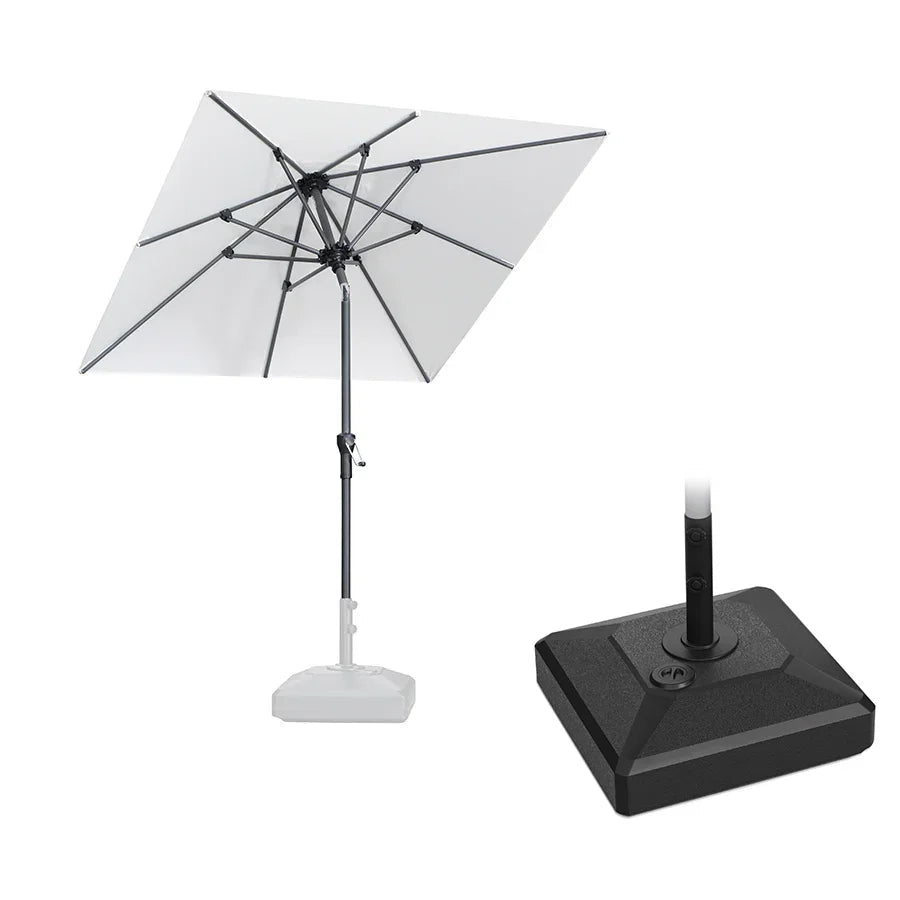 PURPLE LEAF – Parasol carré de table de terrasse avec manivelle, inclinaison et base pour jardin et porche