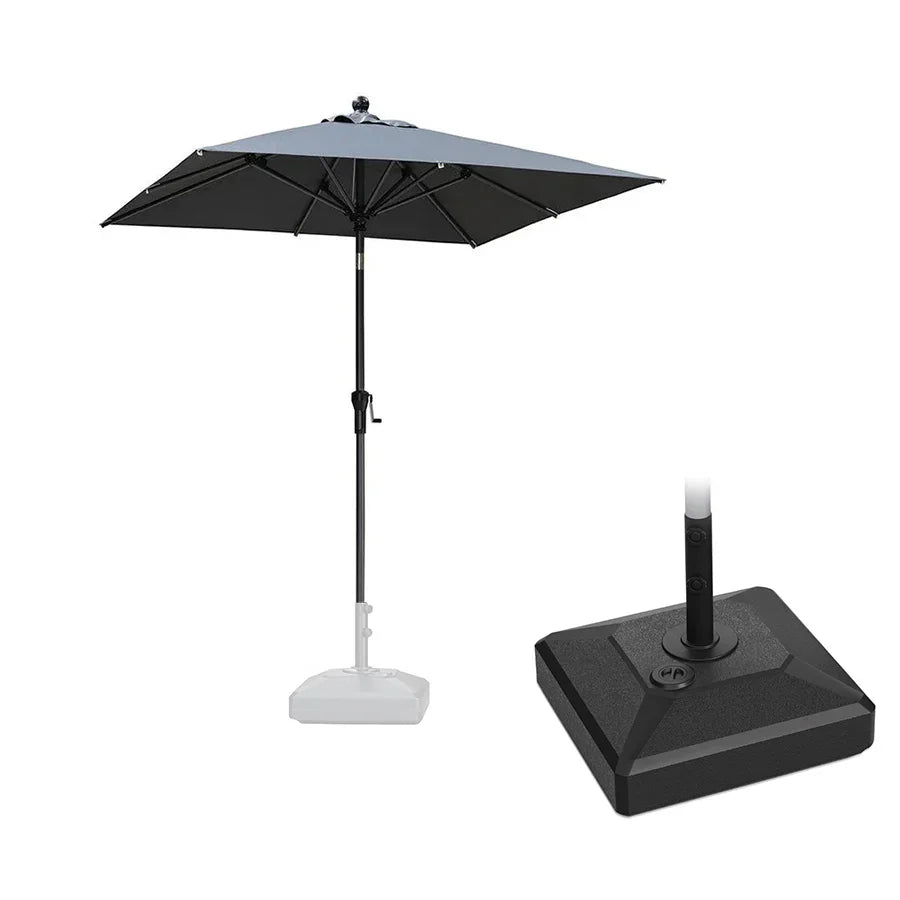 PURPLE LEAF – Parasol carré de table de terrasse avec manivelle, inclinaison et base pour jardin et porche