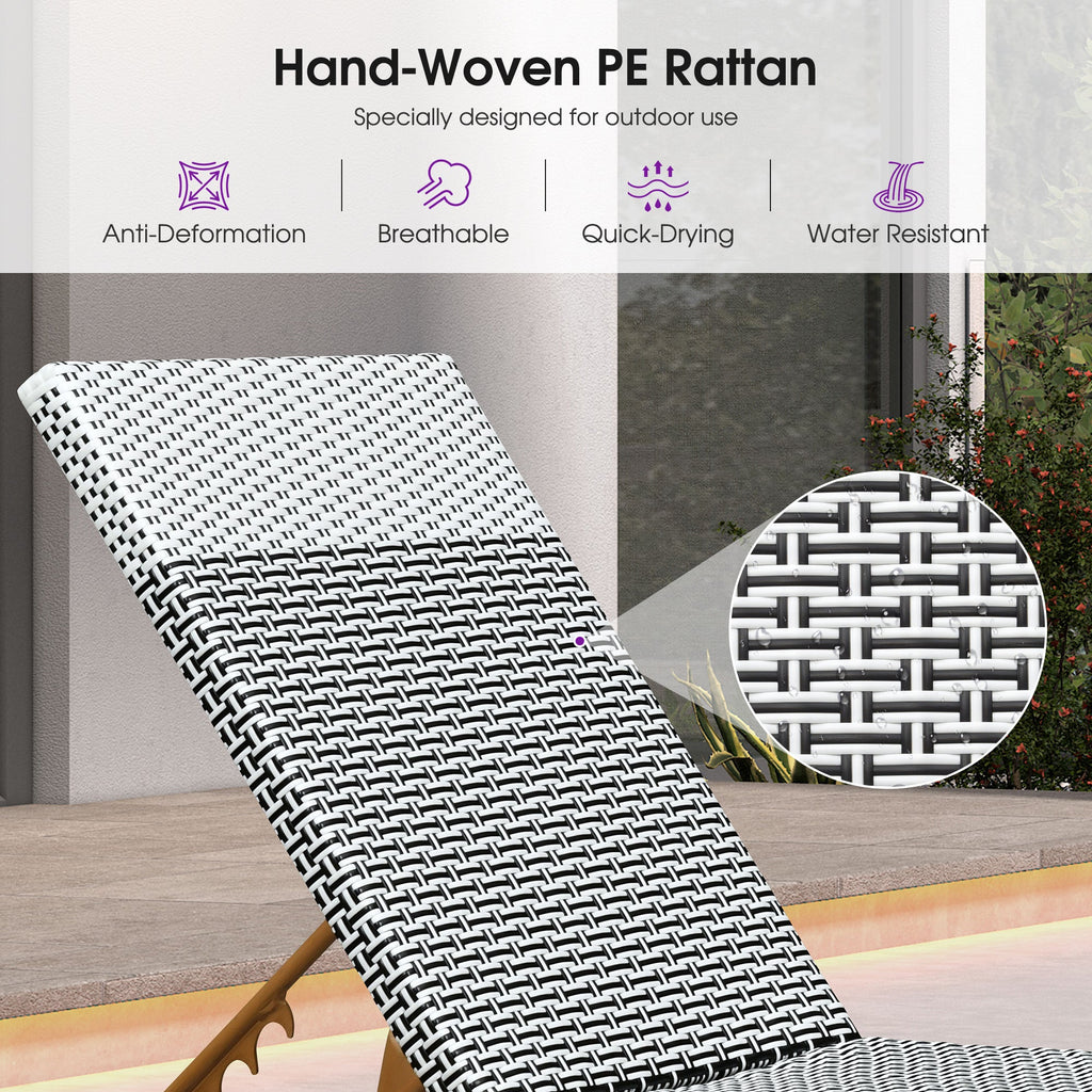 PURPLE LEAF Pool Oversized Lounge Chairs Rattan Aluminium Patio Chaise Lounge Outdoor Adjustable Recliner Finish Loungers Woven PE Sun Chairs for Poolside Deck Beach