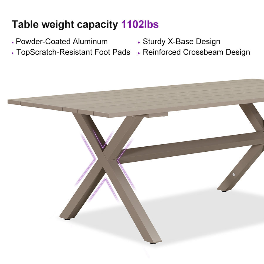 PURPLE LEAF 7/9/11 Pieces Outdoor Dining Set Aluminium Dining Table and Woven Rattan Chairs Dining Furniture Set with Cushions for Deck Patio Champagne