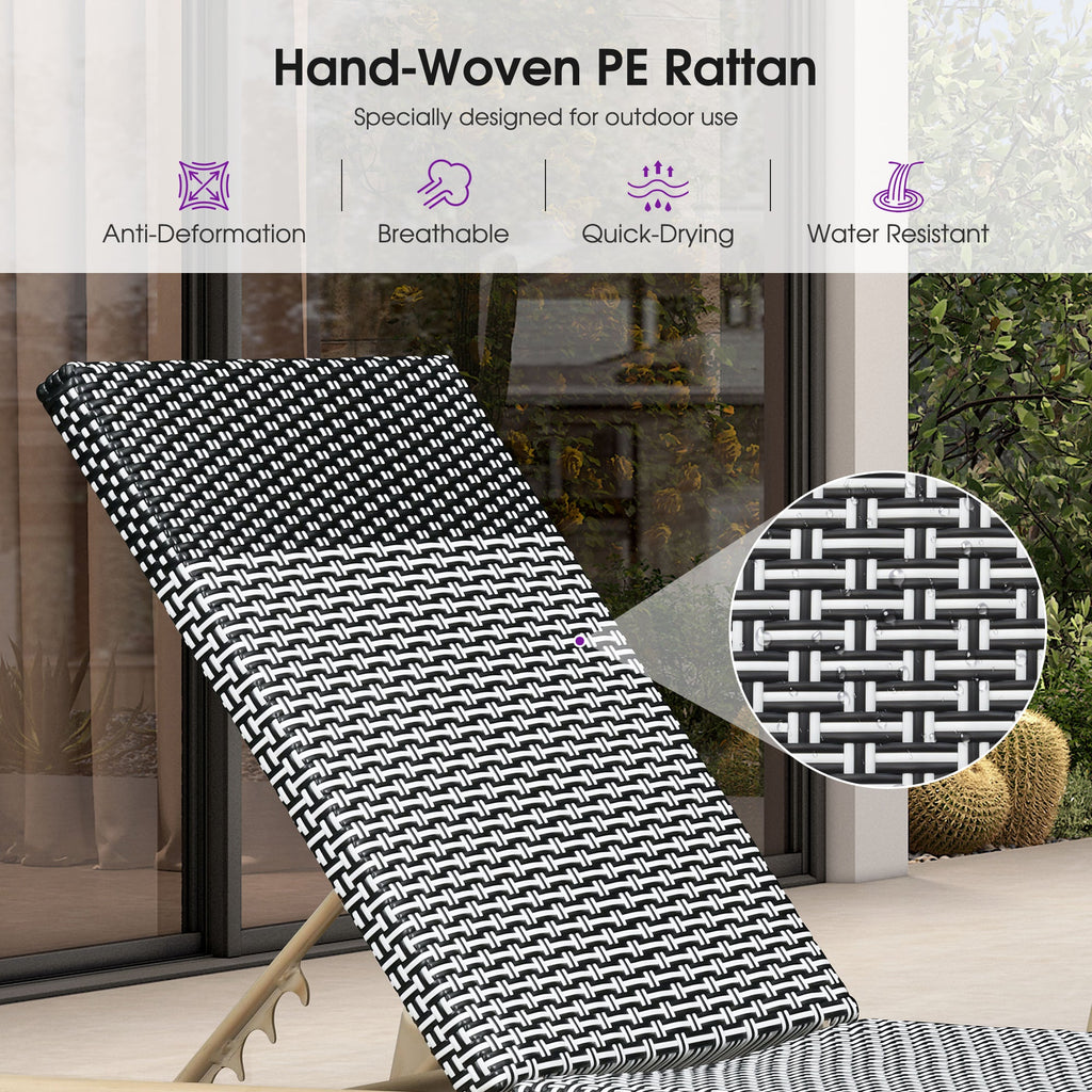 PURPLE LEAF Pool Oversized Lounge Chairs Rattan Aluminium Patio Chaise Lounge Outdoor Adjustable Recliner Finish Loungers Woven PE Sun Chairs for Poolside Deck Beach