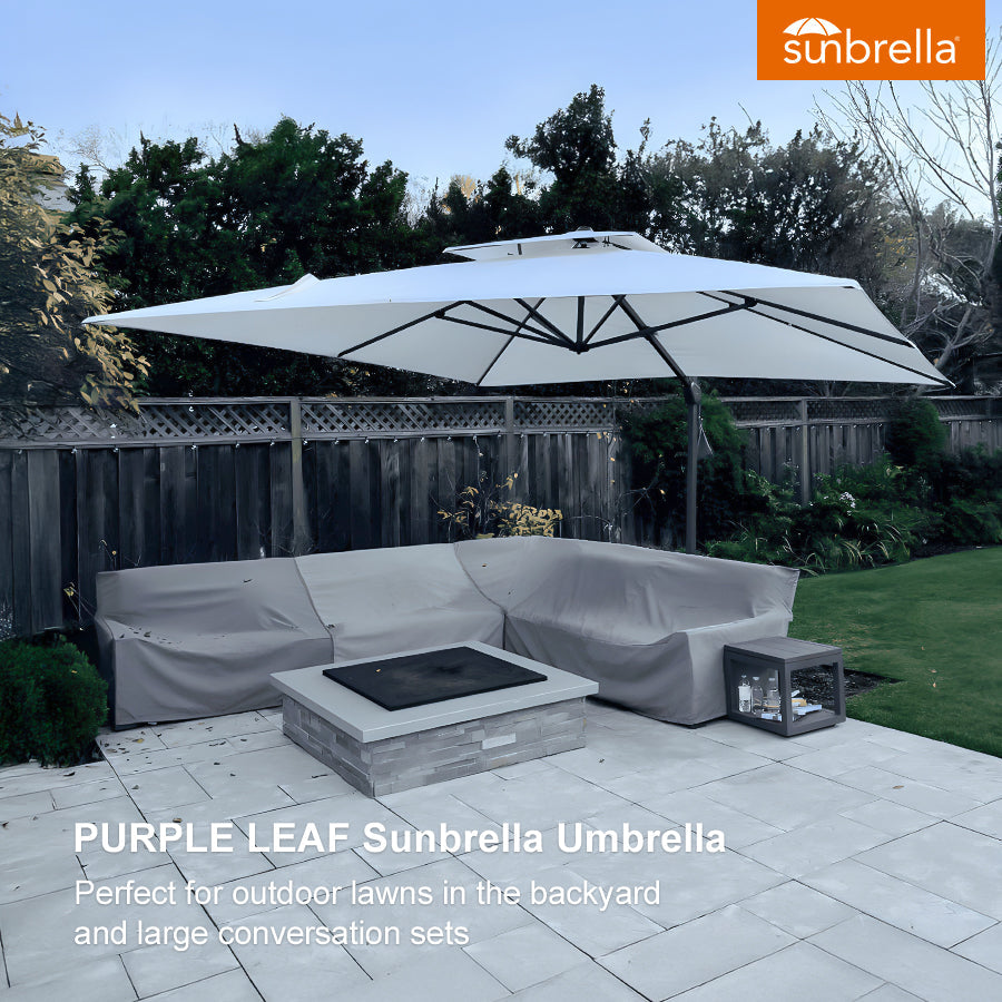 PURPLE LEAF SUNBRELLA Cantilever Umbrella Grey Aluminum Patio Umbrella