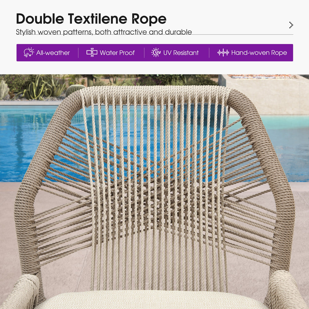 PURPLE LEAF Patio Bar Stools Counter Stools Outdoor Rattan Chairs with Back Modern Aluminum Woven Barstools for Garden Patio Kitchen Indoor