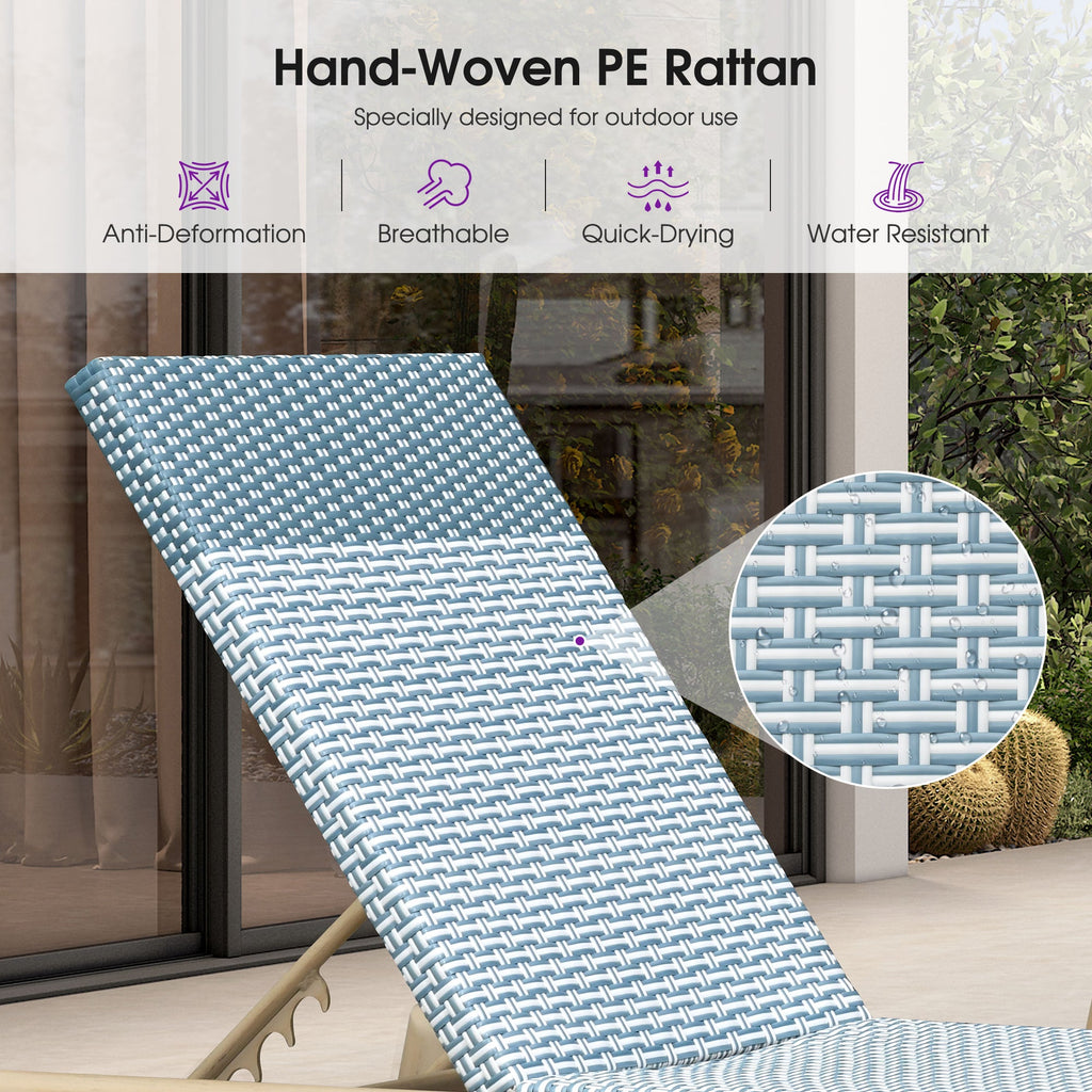 PURPLE LEAF Pool Oversized Lounge Chairs Rattan Aluminium Patio Chaise Lounge Outdoor Adjustable Recliner Finish Loungers Woven PE Sun Chairs for Poolside Deck Beach