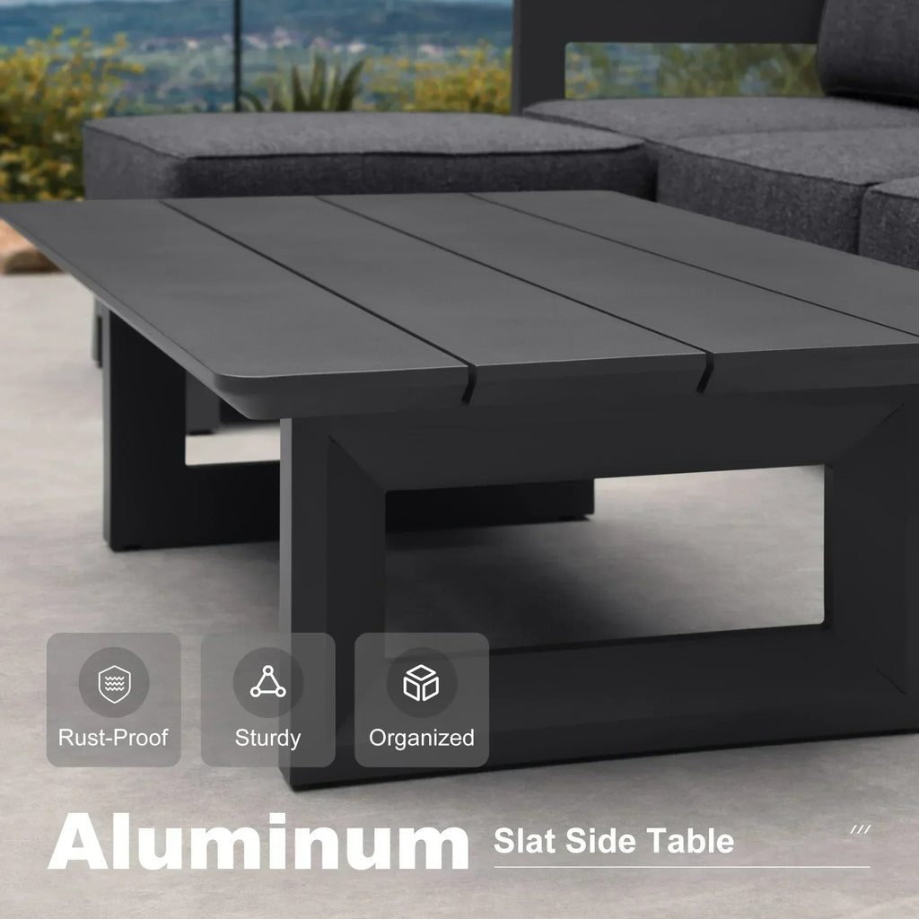 PURPLE LEAF Caesar U-Shaped Patio Conversation Set with Grey Cushion Pillows and Ottoman Couch for Patio Backyard