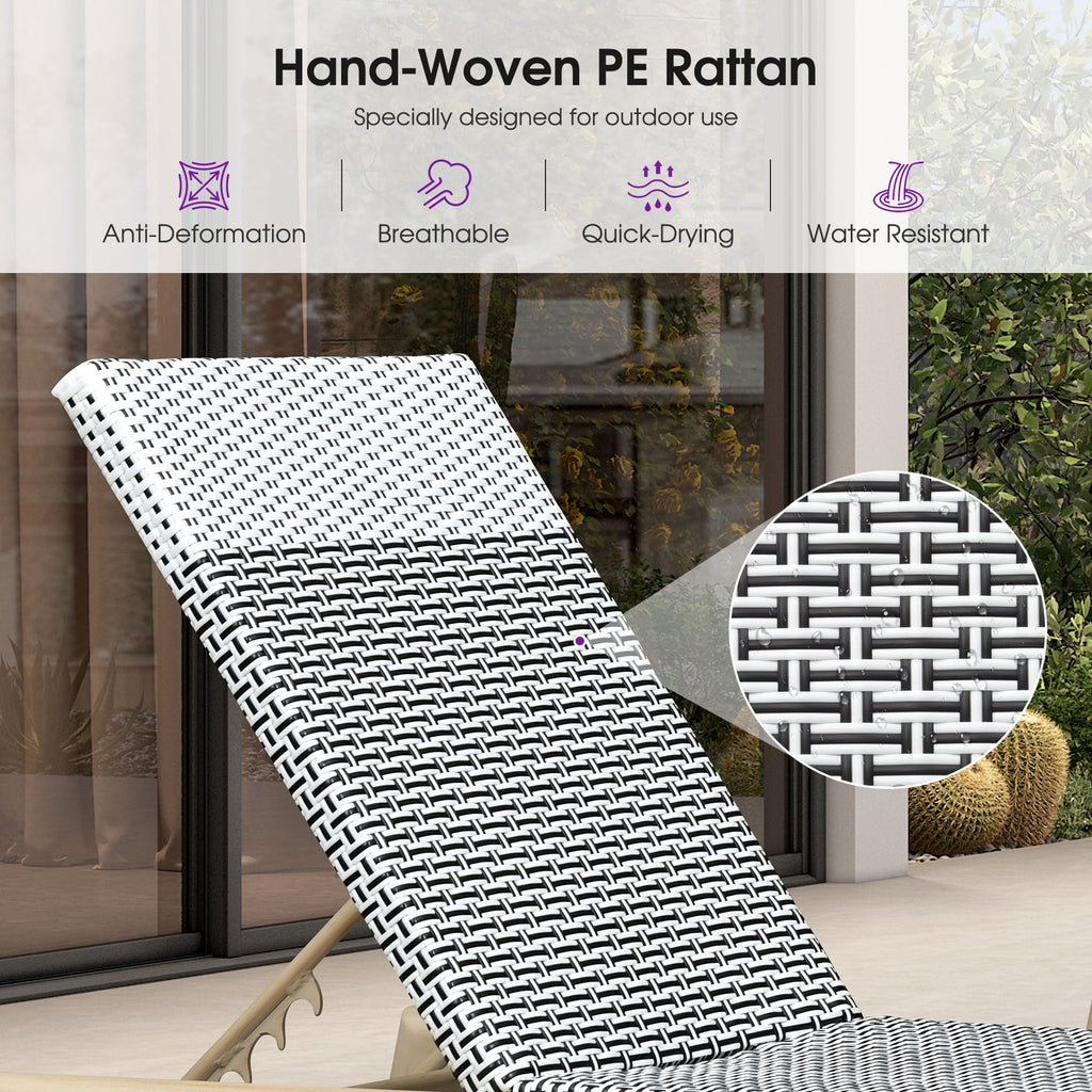 PURPLE LEAF Pool Oversized Lounge Chairs Rattan Aluminium Patio Chaise Lounge Outdoor Adjustable Recliner Finish Loungers Woven PE Sun Chairs for Poolside Deck Beach