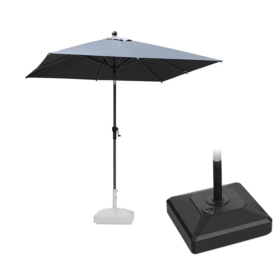 PURPLE LEAF – Parasol carré de table de terrasse avec manivelle, inclinaison et base pour jardin et porche