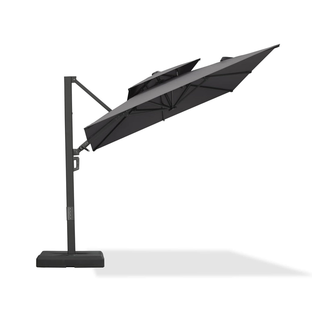 PURPLE LEAF – Parasol de terrasse déporté avec structure métallique Charcoal et toile ventilée pour cour et jardin