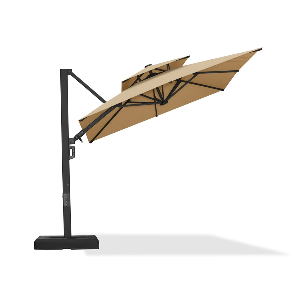 PURPLE LEAF – Parasol de terrasse déporté avec structure métallique Charcoal et toile ventilée pour cour et jardin