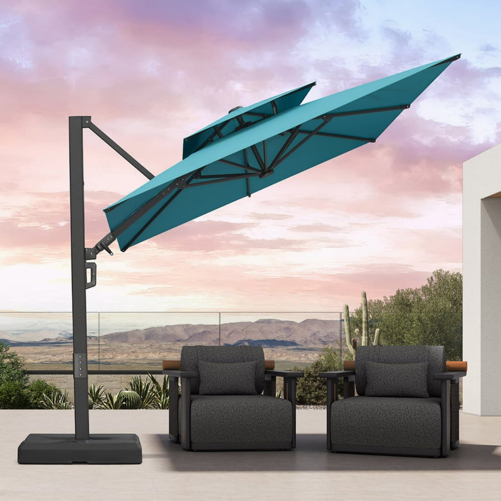 PURPLE LEAF – Parasol de terrasse déporté avec structure métallique Charcoal et toile ventilée pour cour et jardin