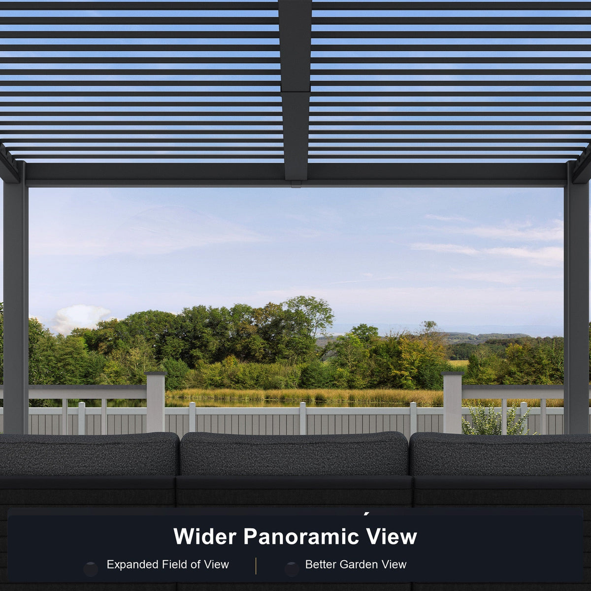 PURPLE LEAF Caesar Hardtop Louvered Pergola, Slanted Roof Outdoor Aluminum Patio Pergola with Adjustable Rainproof Roof, Heavy-Duty Lean to Gazebo for Patios Backyard Deck, Gray