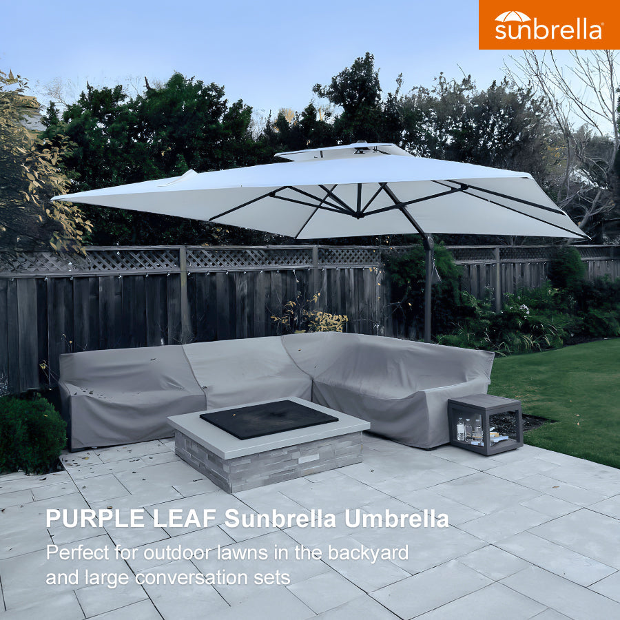 PURPLE LEAF SUNBRELLA Cantilever Umbrella Grey Aluminum Patio Umbrella
