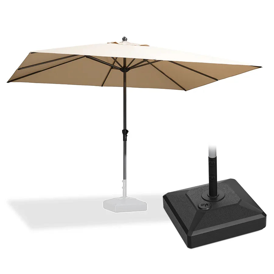 PURPLE LEAF Aluminum Patio Table Umbrella Heavy Duty Market Umbrella with Base