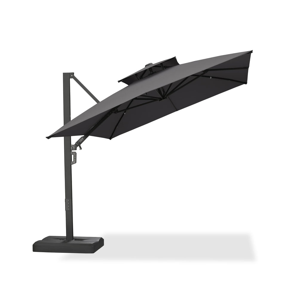 PURPLE LEAF – Parasol de terrasse déporté avec structure métallique Charcoal et toile ventilée pour cour et jardin
