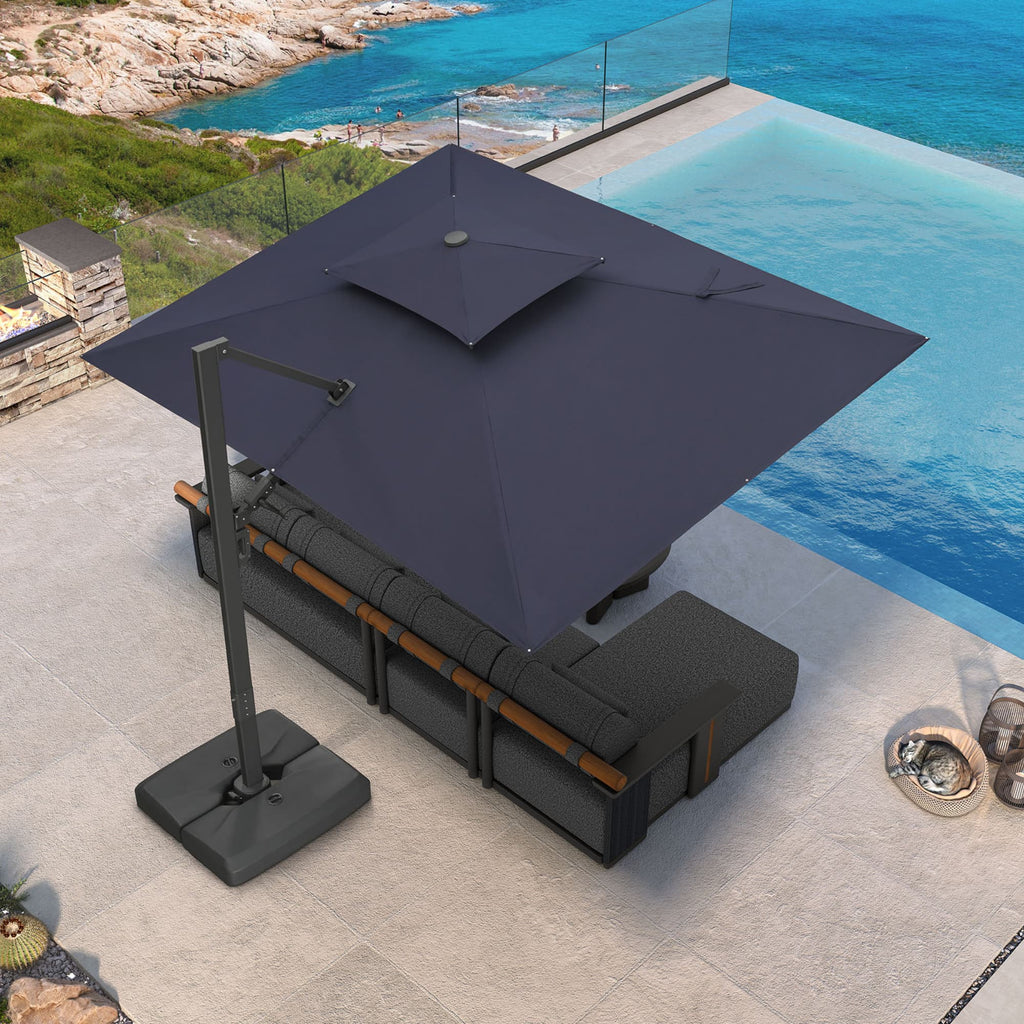 PURPLE LEAF – Parasol de terrasse déporté avec structure métallique Charcoal et toile ventilée pour cour et jardin