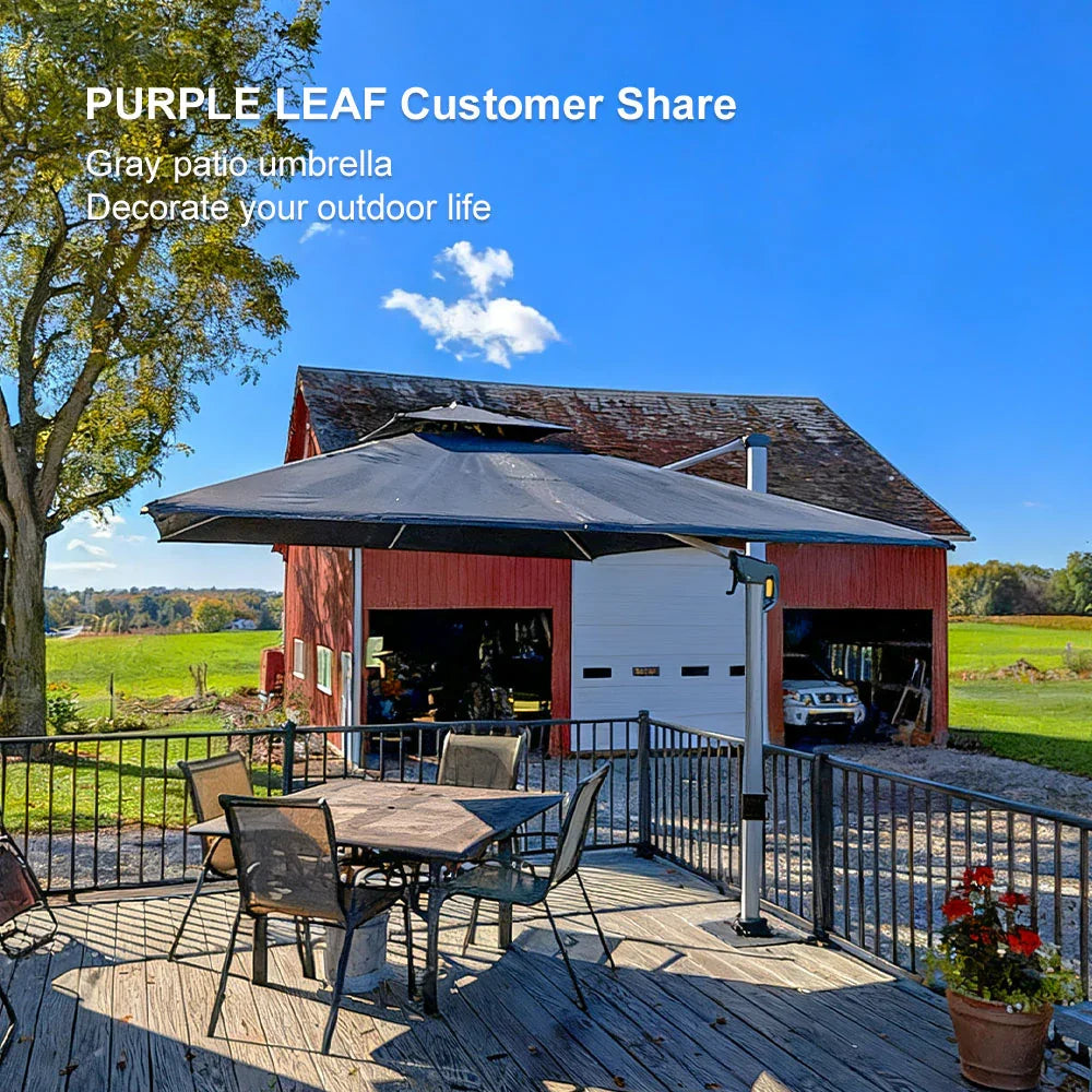 PURPLE LEAF Large Rectangular Porch Umbrella Outside Cantilever Patio Yard Umbrella