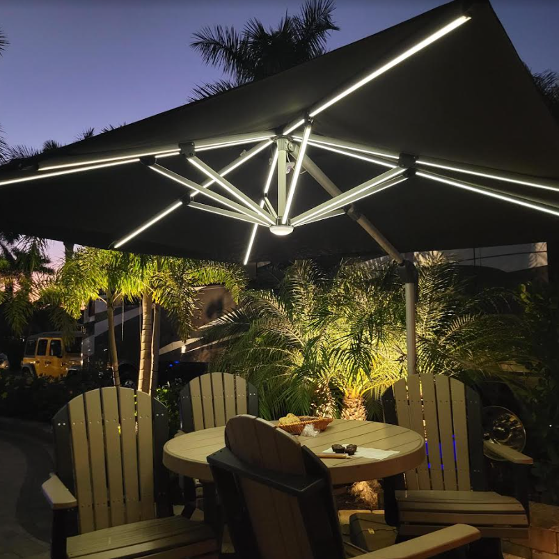 PURPLE LEAF Solar Powered Umbrella LED Rectangular Patio Umbrella with Lights