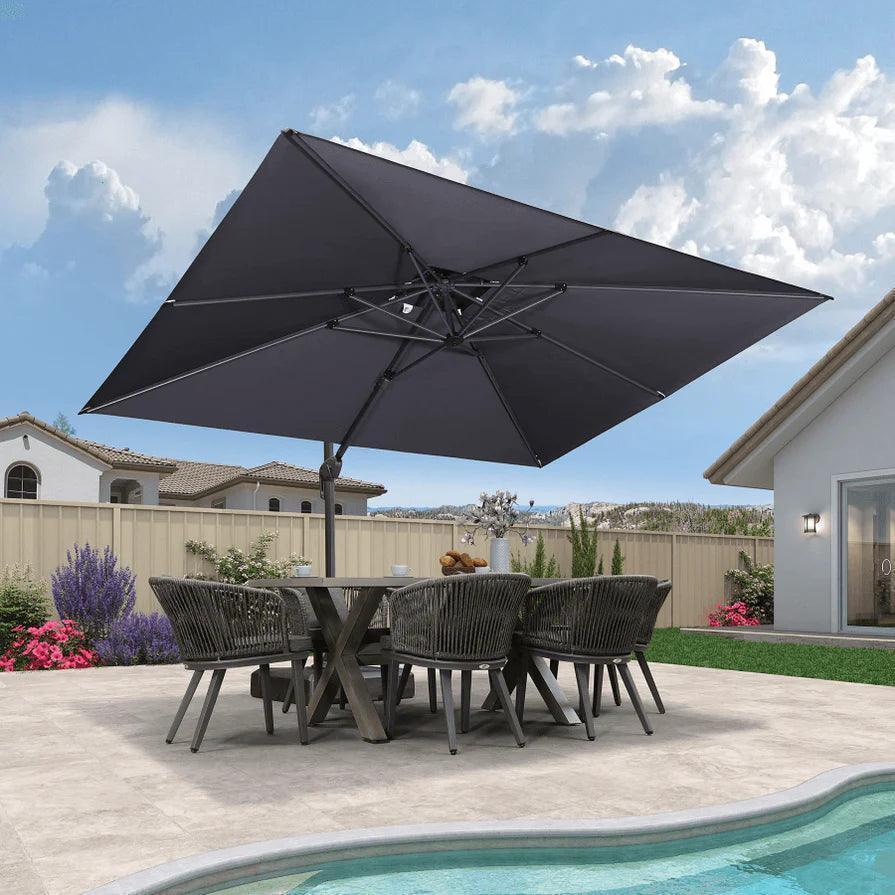 PURPLE LEAF Cantilever Patio Umbrella Gray Pole Outdoor Umbrella with UV Protection