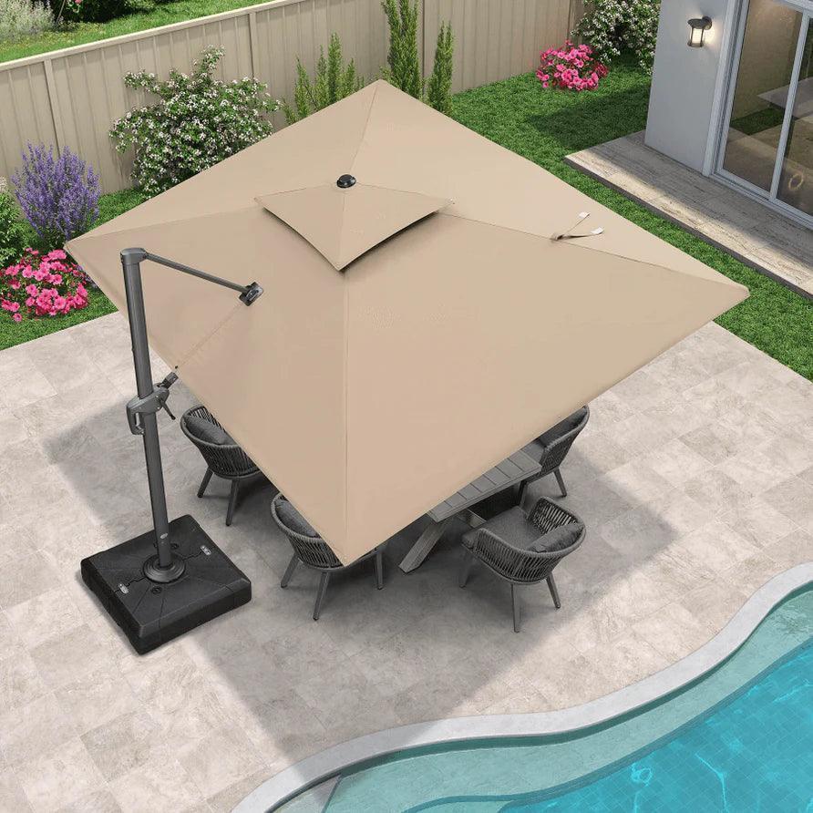 PURPLE LEAF Cantilever Patio Umbrella Gray Pole Outdoor Umbrella with UV Protection
