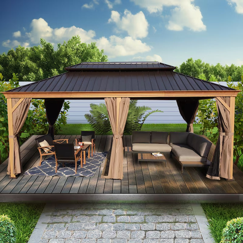 12-Ft X 12-Ft Apollo Powder Coated Gazebo with Hardtop Roof (Screen Included)