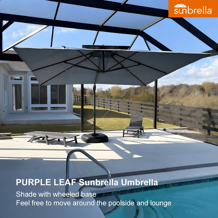 PURPLE LEAF SUNBRELLA Cantilever Umbrella Grey Aluminum Patio Umbrella