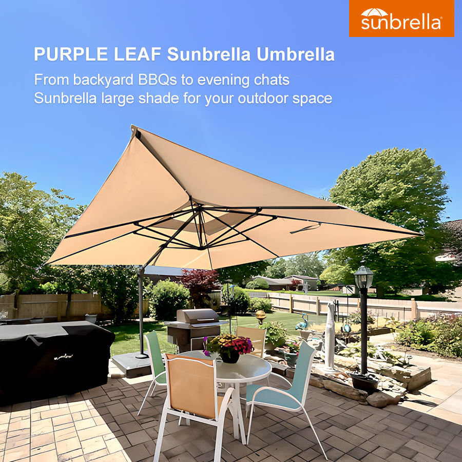PURPLE LEAF SUNBRELLA Cantilever Umbrella Grey Aluminum Patio Umbrella