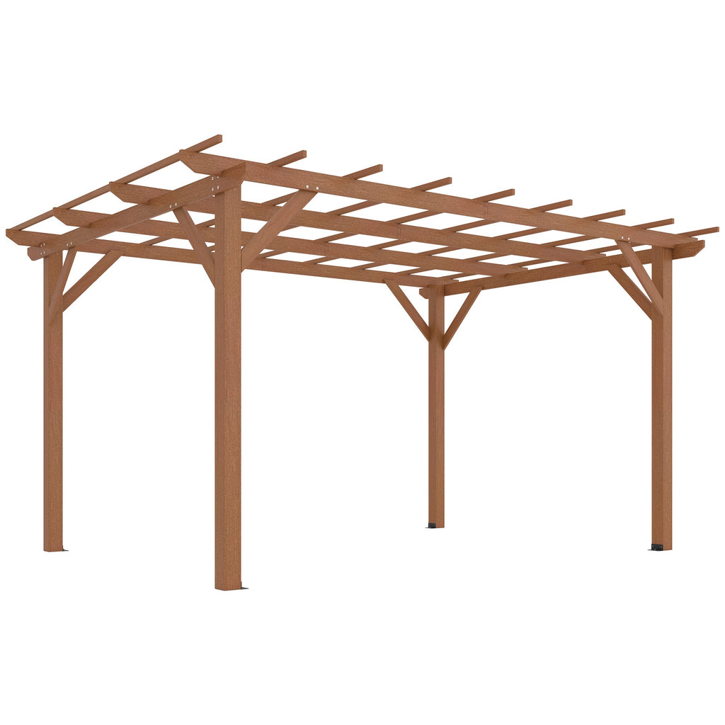 PerArbor 10' x 13' Wood Pergola for Climbing Plant Support and Patio Parties, Dark Brown