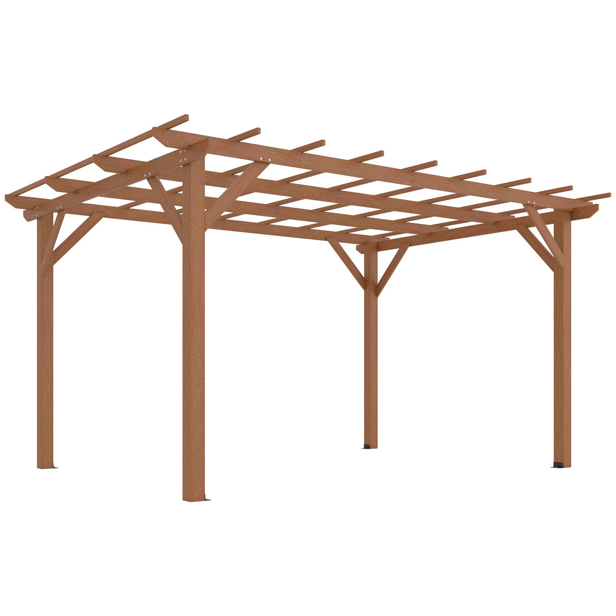 PerArbor 10' x 13' Wood Pergola for Climbing Plant Support and Patio Parties, Dark Brown