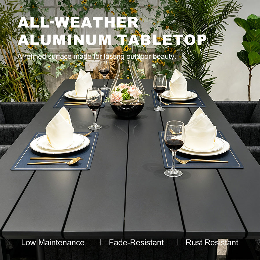 PURPLE LEAF Sanori Outdoor Dining Set Weather-Resistant Aluminum Table and Chairs Set with Backrest Pillow and Olefin Cushions for Deck