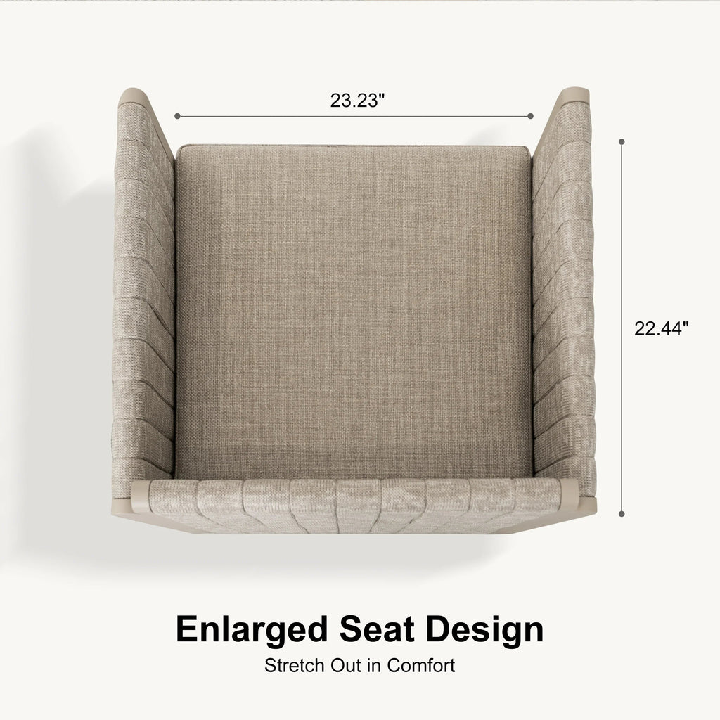 PURPLE LEAF Sanori Patio Dining Set Modern Large Weather-Resistant Table and Aluminum Chairs with Cushions for Garden Beige