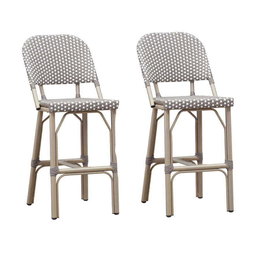 PURPLE LEAF Outdoor Bar Height Stools Set of 2 French Country Patio Rattan Bar Stool Chairs Outdoor Armless Barstools for Porch Garden Indoor Kitchen