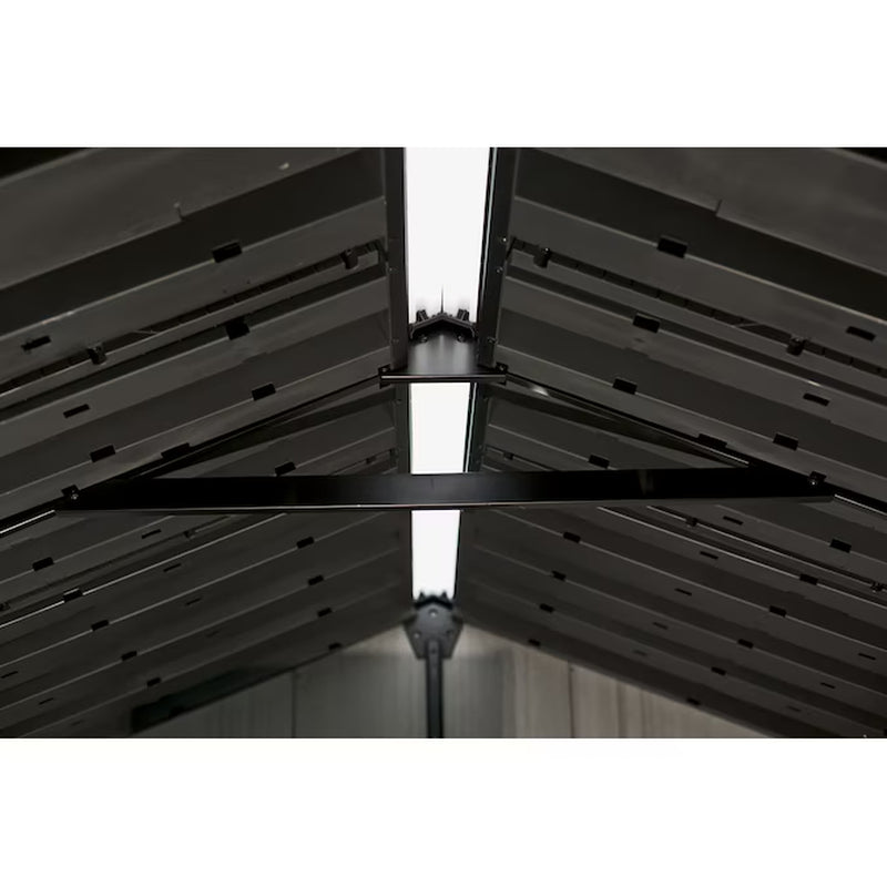 7-Ft X 7-Ft Outdoor Modern Gray Gable Roof Plastic Resin Storage Shed