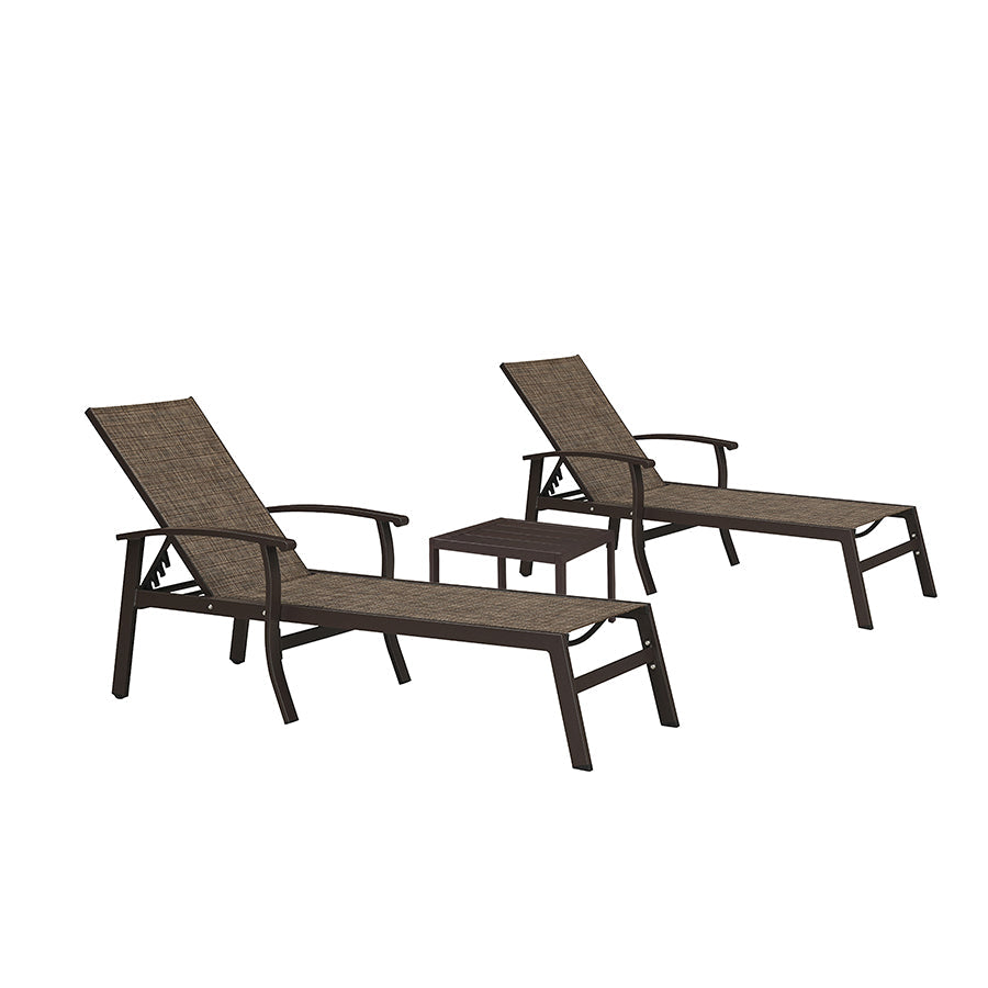 PURPLE LEAF Outdoor Chaise Lounge Chair Patio Pool Lounger Aluminum Chairs with Side Table and Wheels Adjustable Tanning Recliner with Armrests for Outside Backyard Deck Beach