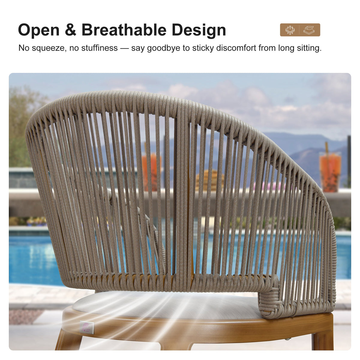 Clearance - PURPLE LEAF Outdoor Bar Stool Set of 2 Modern Rattan Bar Chairs with Woven Rope Back Wicker Patio Barstools for Indoor Kitchen Garden