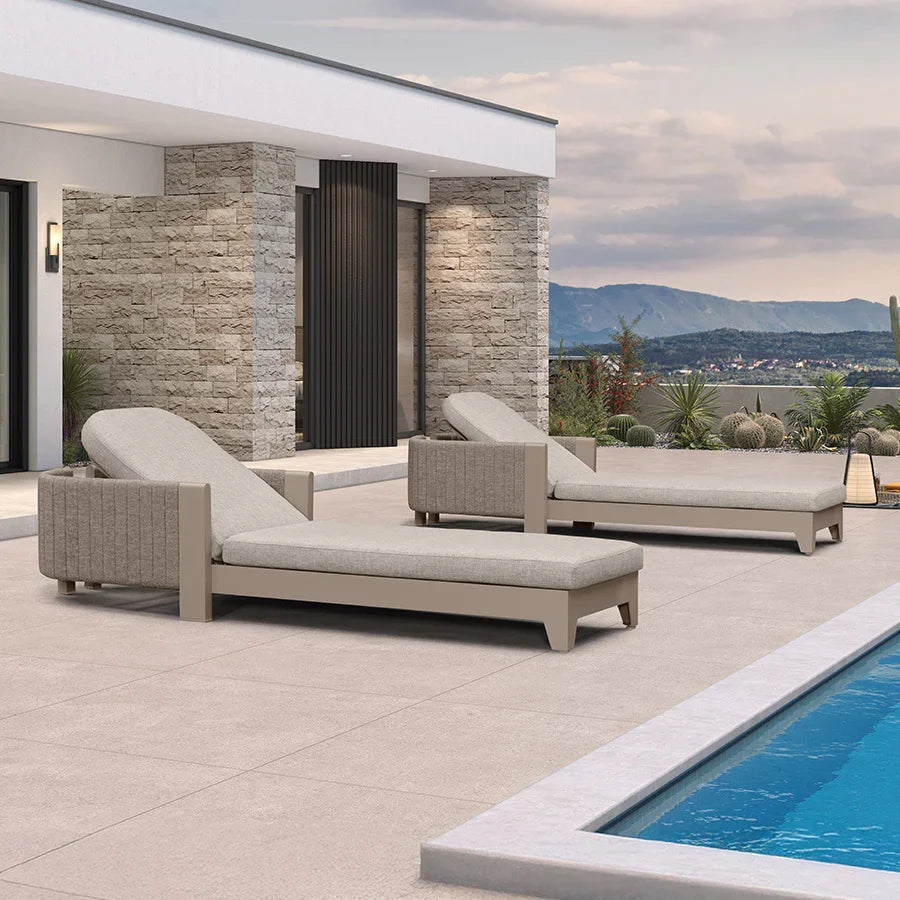 PURPLE LEAF Outdoor Chaise Lounge Chairs with Cushion Aluminum Poolside Sun Chair Adjustable Sunbathing Tanning Reclining