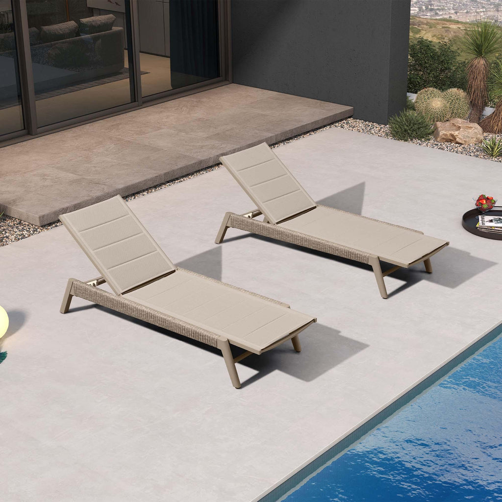 PURPLE LEAF Sanori Outdoor Chair Chaise Lounge Sun Lounges Aluminum Poolside Adjustable Reclining Patio Set of 2