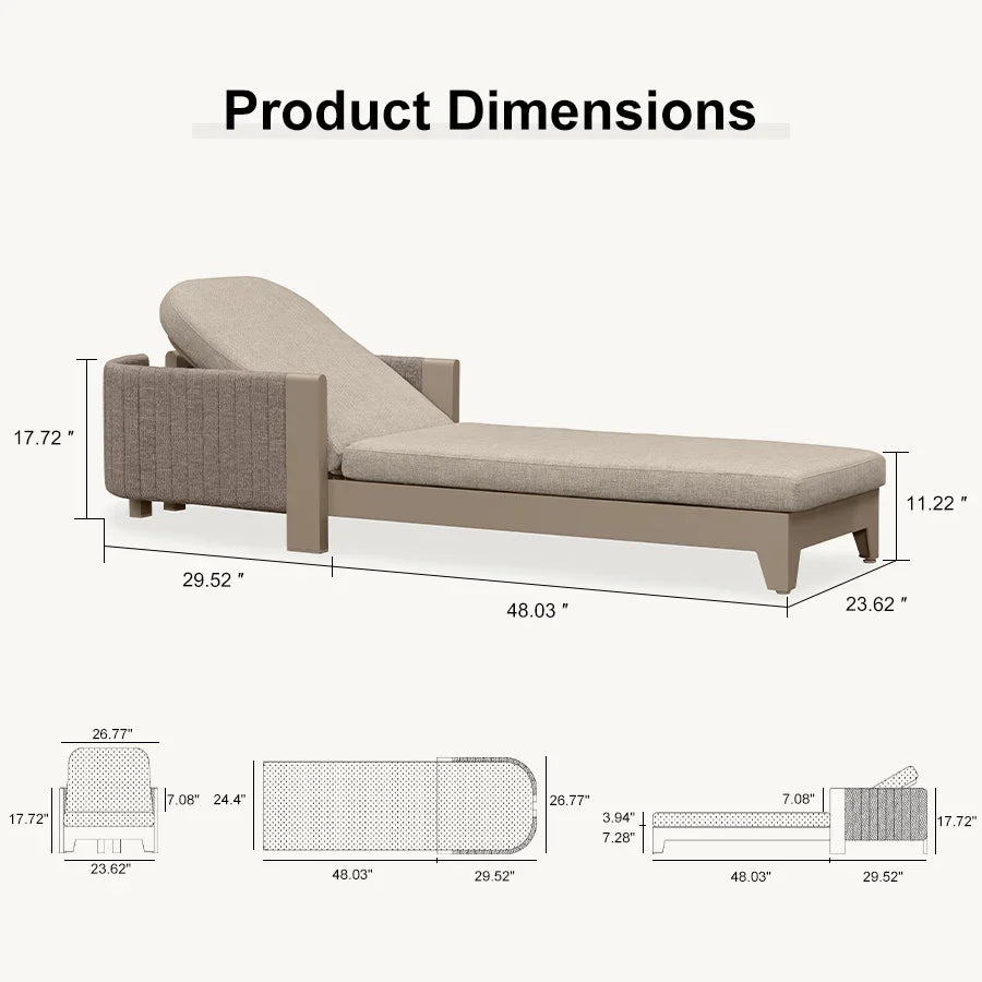PURPLE LEAF Outdoor Chaise Lounge Chairs with Cushion Aluminum Poolside Sun Chair Adjustable Sunbathing Tanning Reclining