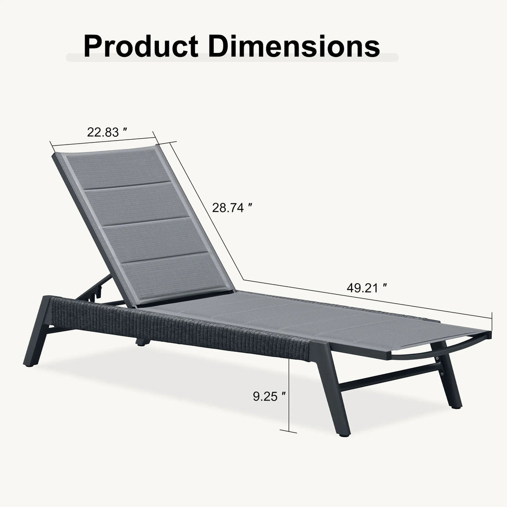 PURPLE LEAF Sanori Outdoor Chair Chaise Lounge Sun Lounges Aluminum Poolside Adjustable Reclining Patio Set of 2