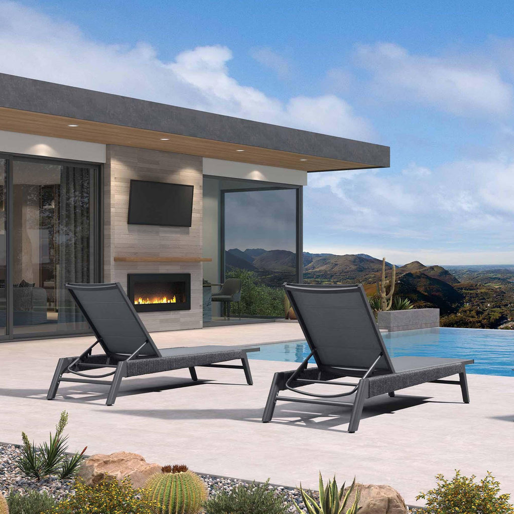 PURPLE LEAF Sanori Outdoor Chair Chaise Lounge Sun Lounges Aluminum Poolside Adjustable Reclining Patio Set of 2