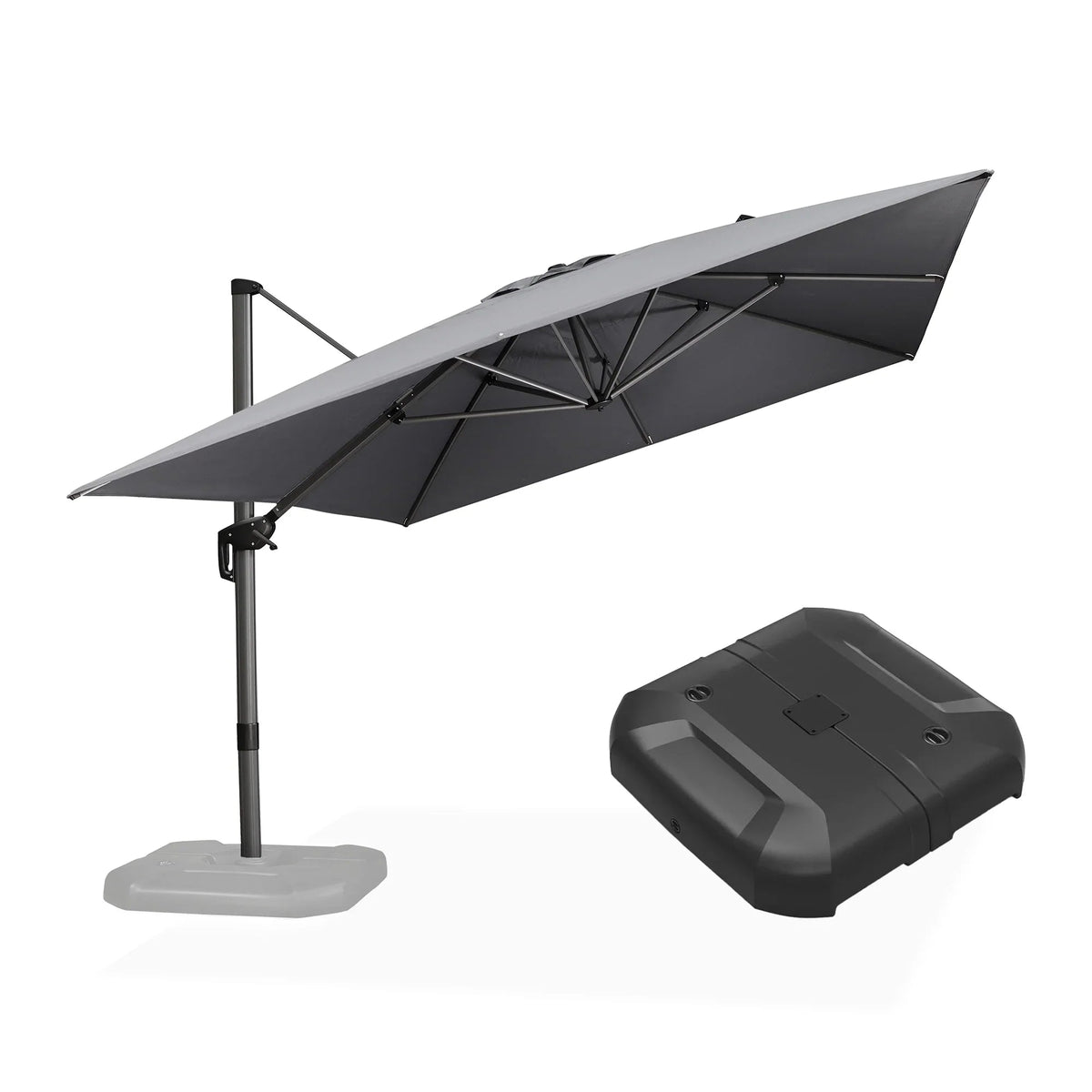 PURPLE LEAF Affordable Patio Umbrella with Base, Square and Rectangular Outdoor Umbrella