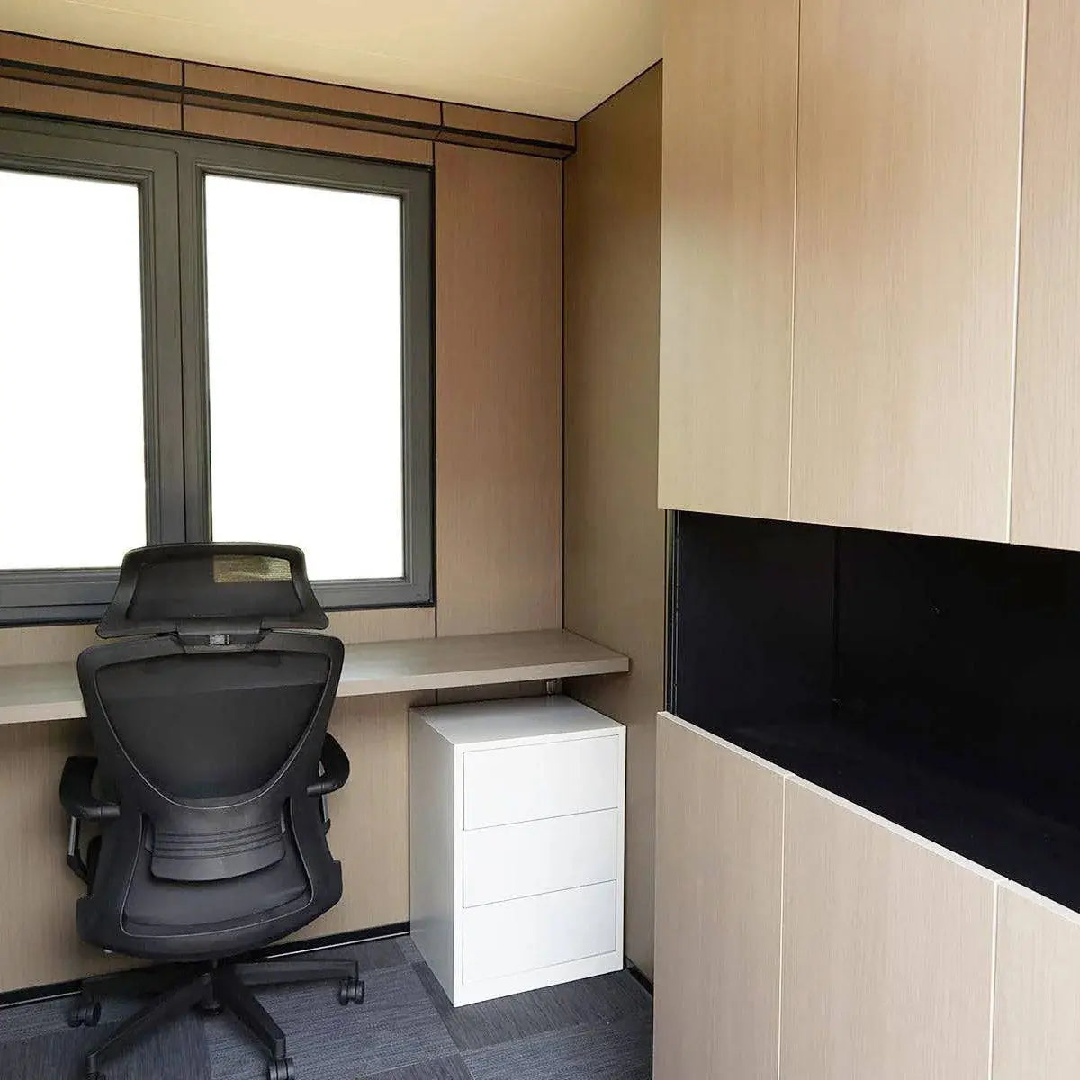 10' Custom Built Steel Container Office, 57 Sq-Ft Working Area, 3 Ergonomic Office Chairs, TMG-SCO10
