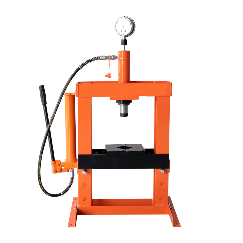 10 Ton Capacity Hydraulic Shop Press, Long Lever Manual Operation, 3 Bed Height Positions, TMG-ASP10 (Discontinued – No Longer Available)