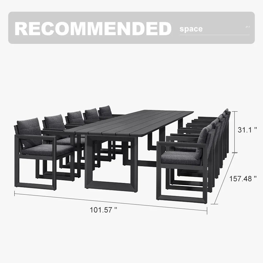 PURPLE LEAF Caesar Outdoor Dining Set Aluminum Luxury Patio Furniture Table and Chairs Set with Olifen Removable Thick Cushion and Pillow Patio Dining Sets for Garden Deck