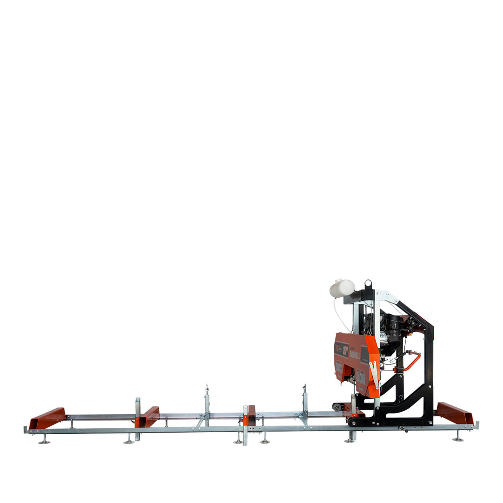 27” Portable Sawmill, 10’ Log Length Capacity, 27” Log Diameter, 15 HP RATO-R420 Engine, 12-¾’ Track Length (Extensions Available), TMG-PSM27R