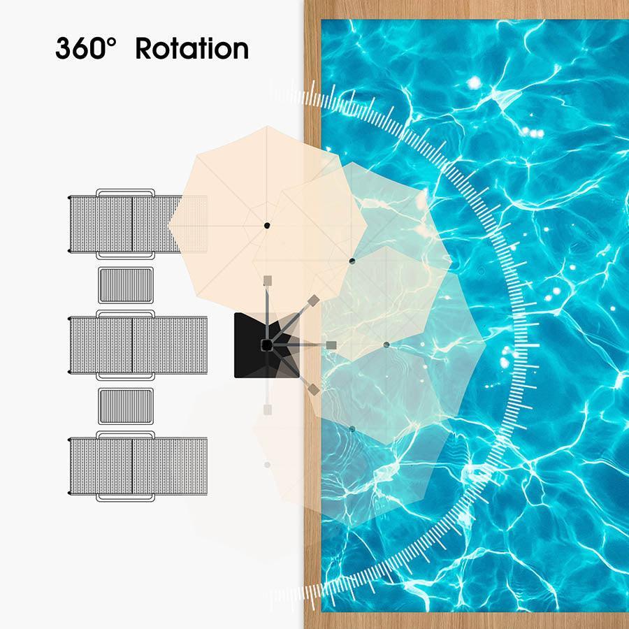 PURPLE LEAF Large Round Patio Cantilever Umbrella With Base for Deck, Pool, Backyard