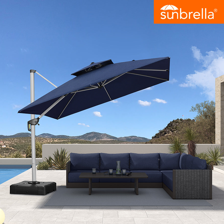 PURPLE LEAF – Parasol de terrasse Premium Classic SUNBRELLA déporté
