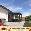 PURPLE LEAF Premium Wall-Mounted Lean to Gazebo with Galvanized Steel Roof for Outdoor Living