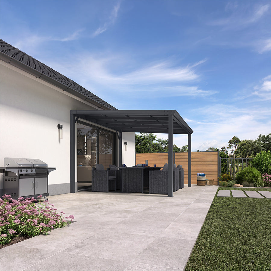 PURPLE LEAF Premium Wall-Mounted Lean to Gazebo with Galvanized Steel Roof for Outdoor Living